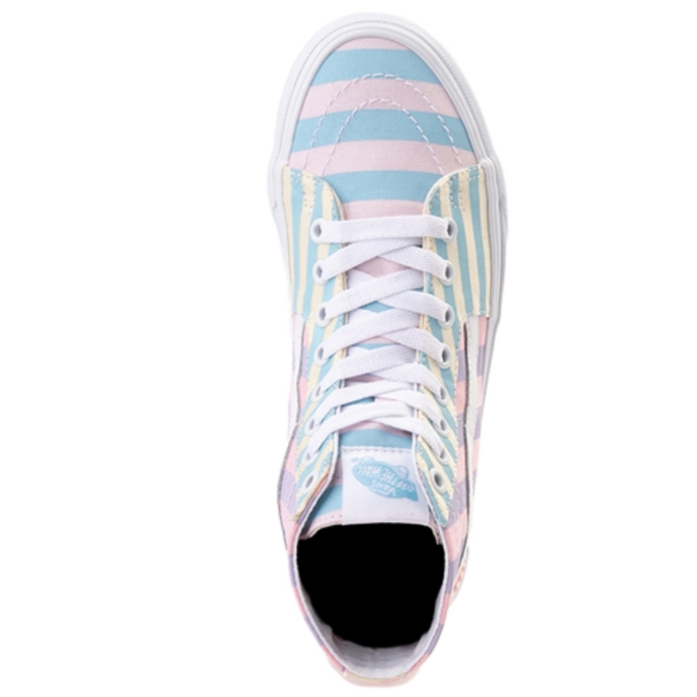 Women's super cute and fun, pastel striped, NWT high-top vans sk8-hi, 8 or 8.5 - Picture 5 of 11